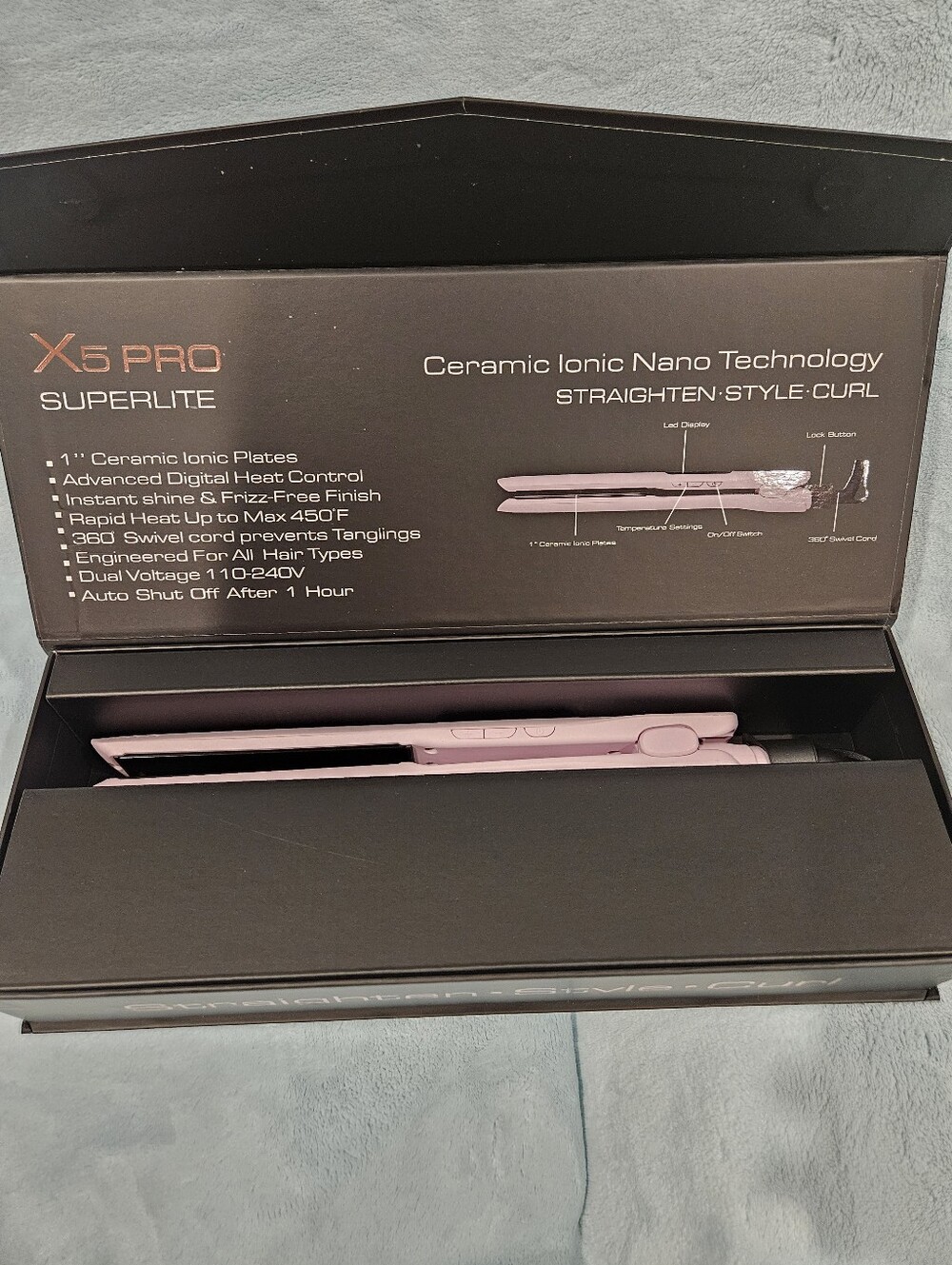 NEW in Box X5 Pro Superlite Ceramic Ionic Nano Flat Iron - Picture 2 of 4